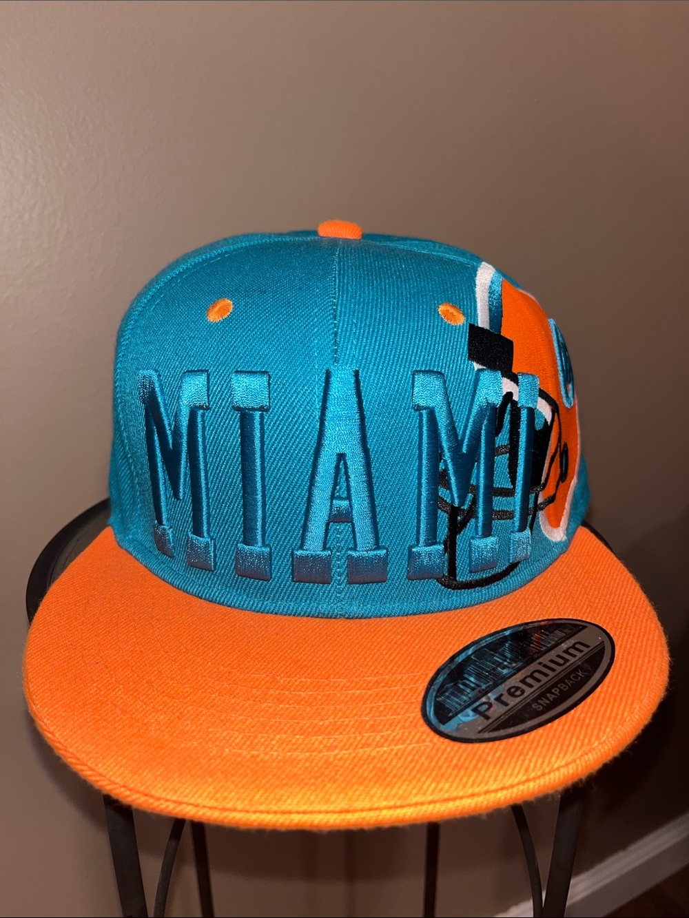Miami Embroidered Snapback Hat - Teal & Orange